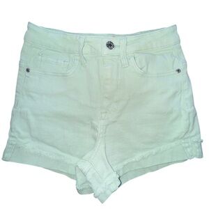 NWOT 25 GUESS Mint Green High Waisted Lightweight Denim Jean Shorts Rolled Cuff